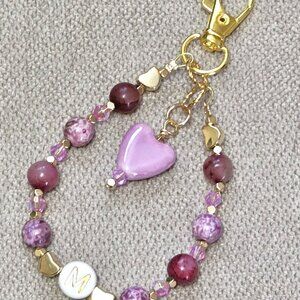 Handcrafted bag charm, hanging car charm, initial M